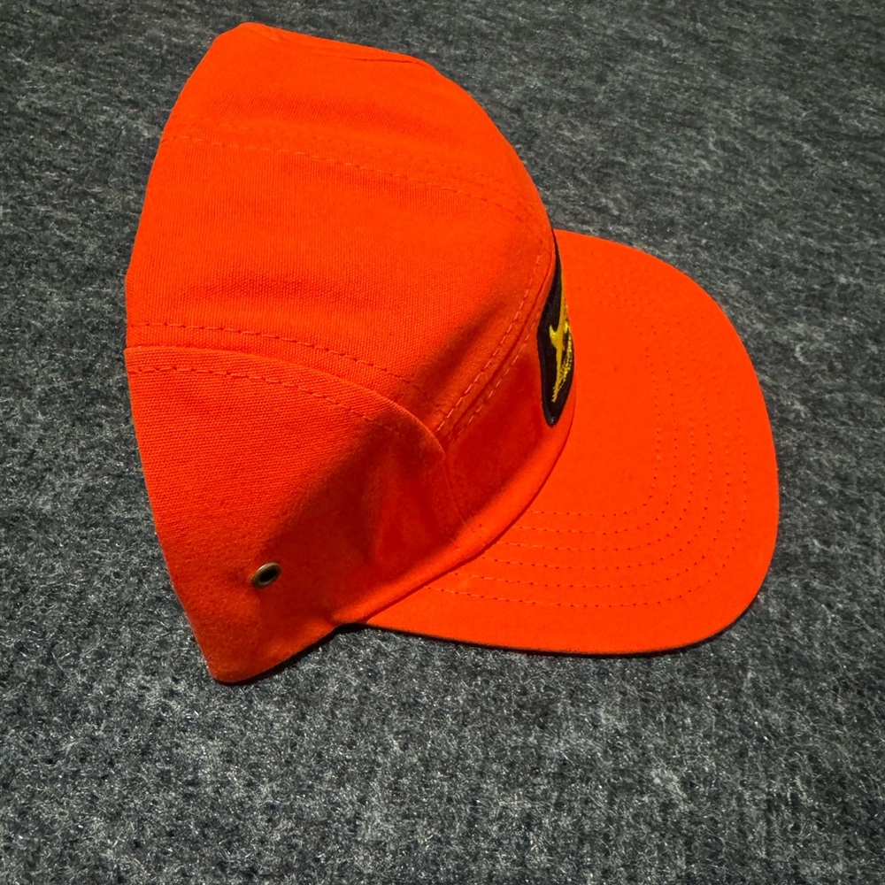 Marlin Fishing 5 Panel Short Bill Strapback Hat Cap Mens Orange Swordfish New
